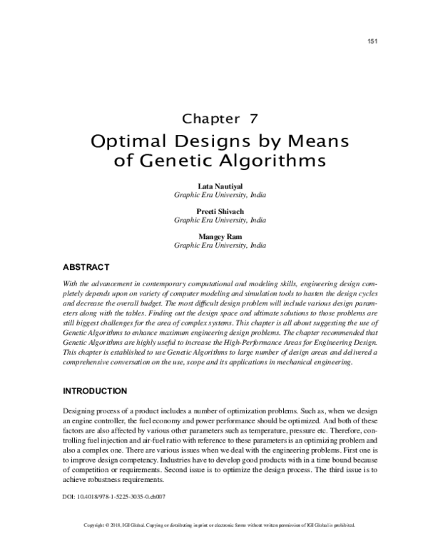 (PDF) Optimal Designs by Means of Genetic Algorithms