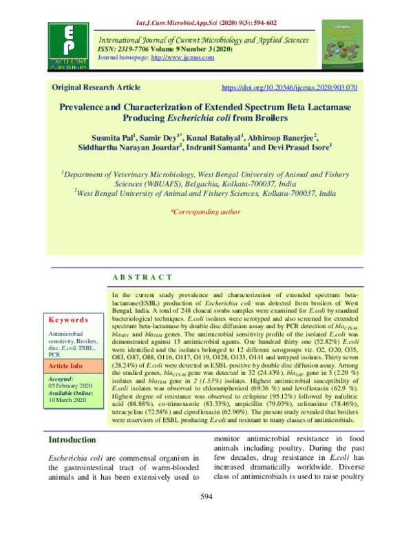 (PDF) Prevalence and Characterization of Extended Spectrum Beta ...