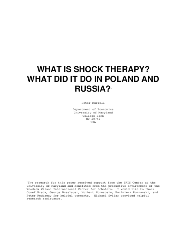 (PDF) What is Shock Therapy? What Did it Do in Poland and Russia