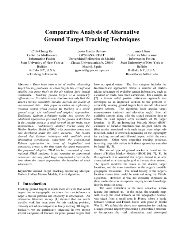 (PDF) Comparative analysis of alternative ground target tracking techniques
