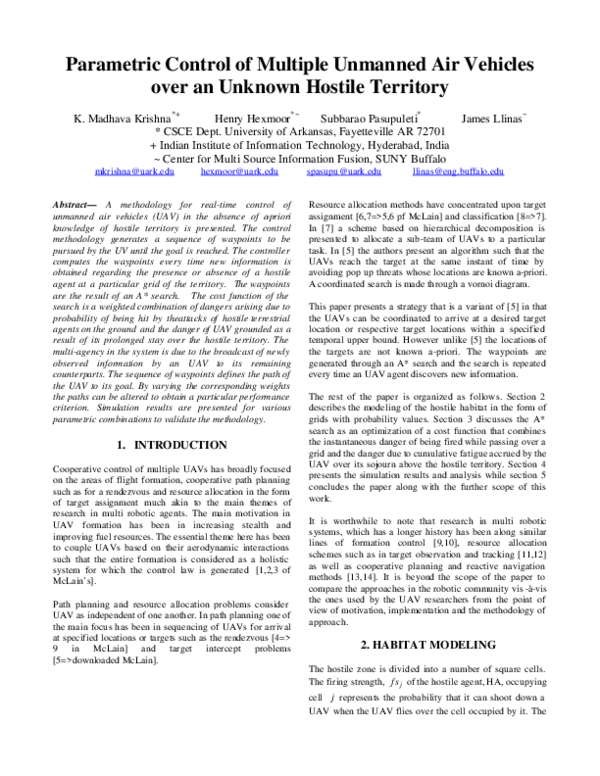 (PDF) Parametric control of multiple unmanned air vehicles over an ...