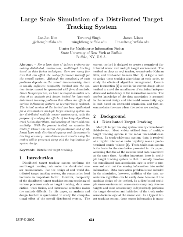 (PDF) Large scale simulation of a distributed target tracking system