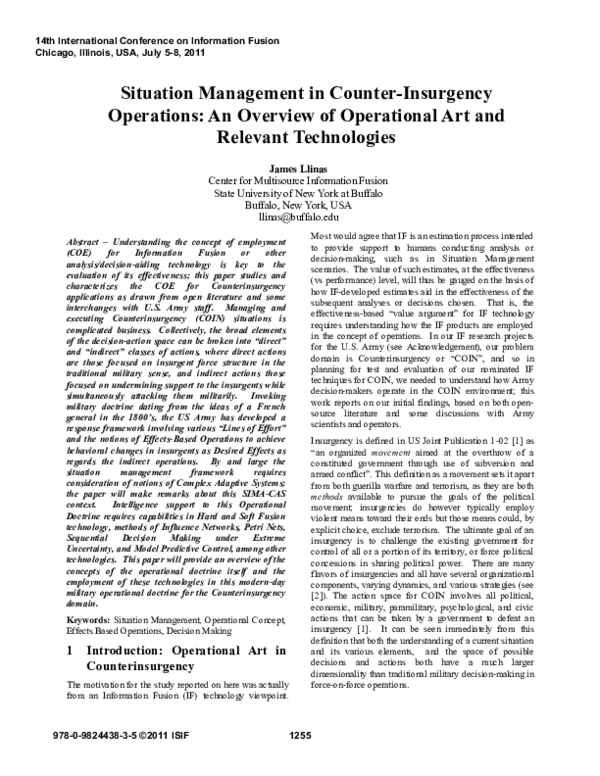(PDF) Situation management in counter-insurgency operations: An ...