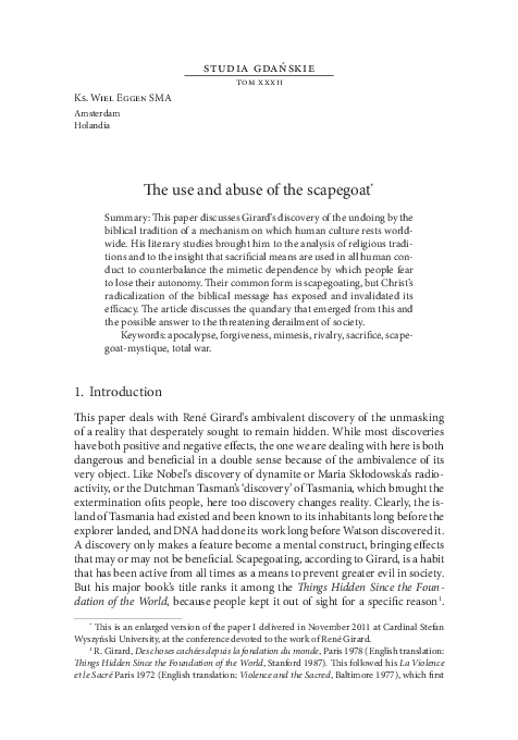 (PDF) The use and abuse of the scapegoat