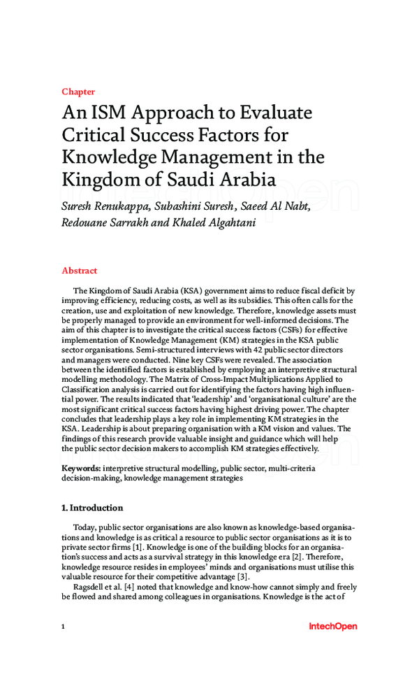 (PDF) An ISM Approach to Evaluate Critical Success Factors for ...