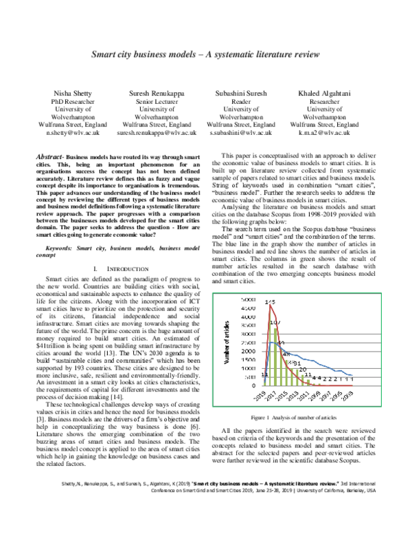 (PDF) Smart City Business Models – A Systematic Literature Review