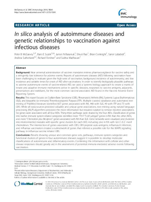 (PDF) In silico analysis of autoimmune diseases and genetic ...