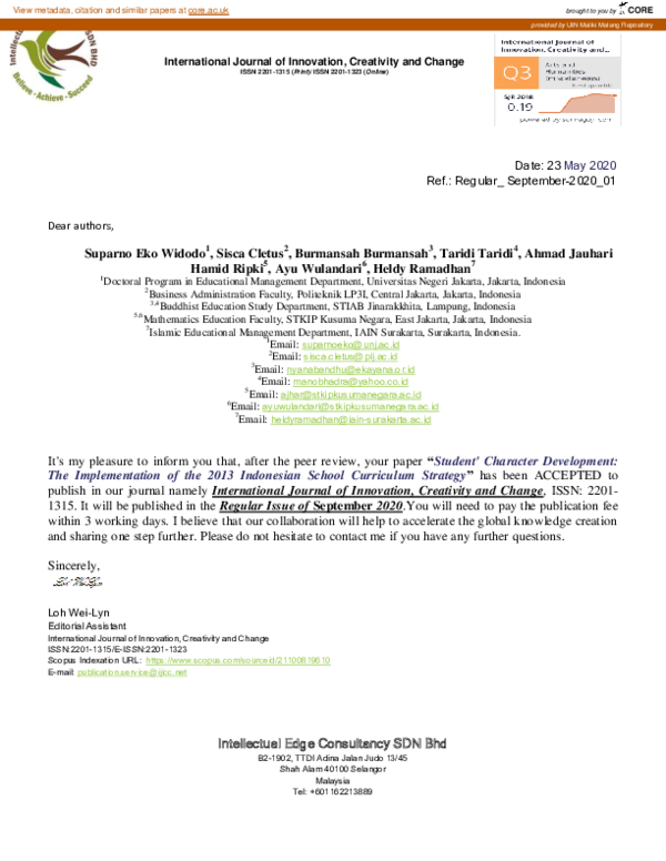 (PDF) Internalization of multicultural values in learning Islamic education