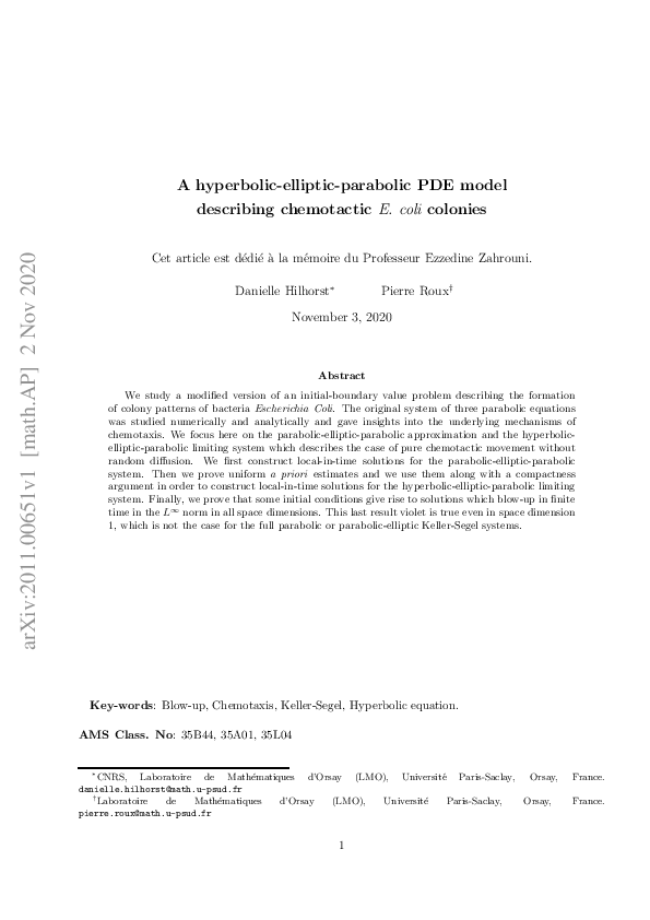 (PDF) A hyperbolic-elliptic-parabolic PDE model describing chemotactic ...