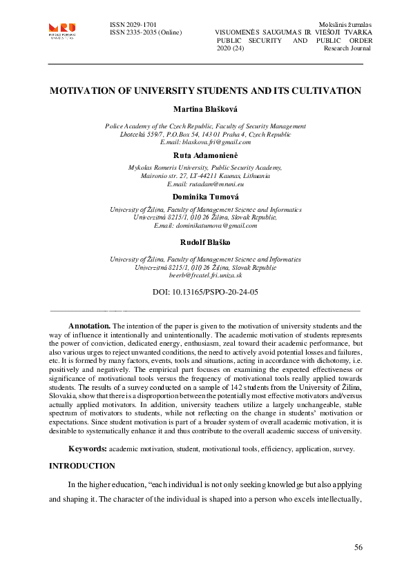 (PDF) Motivation of University Students and Its Cultivation