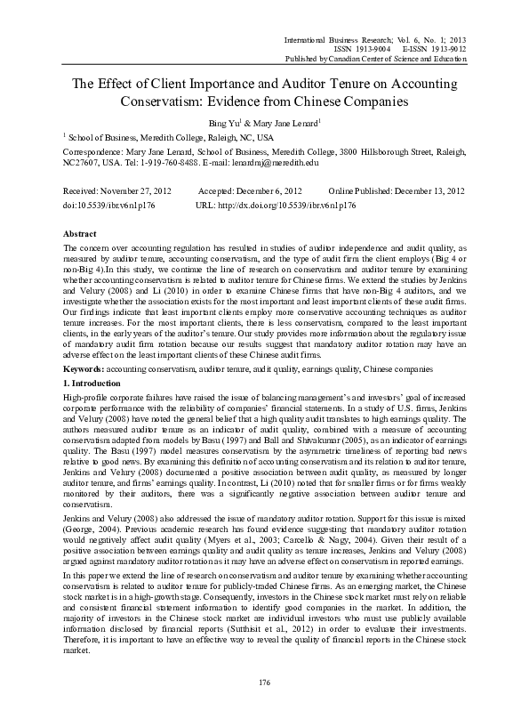 (PDF) The Effect of Client Importance and Auditor Tenure on Accounting ...