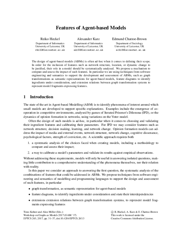 (PDF) Features of Agent-based Models