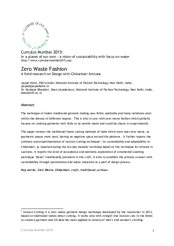 (PDF) Zero Waste Fashion