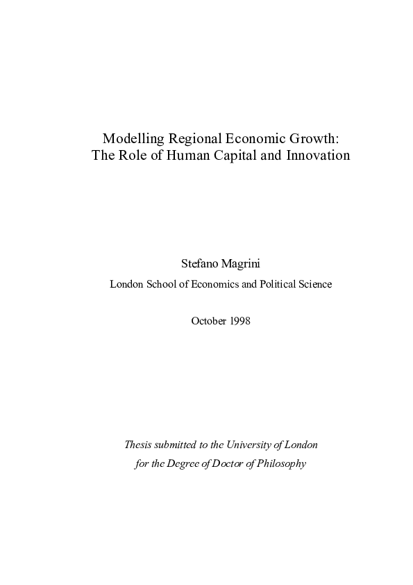 (PDF) Modelling regional economic growth: the role of human capital and ...