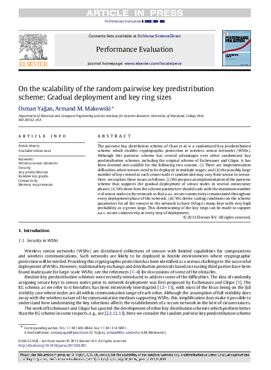 (PDF) On the scalability of the random pairwise key predistribution ...