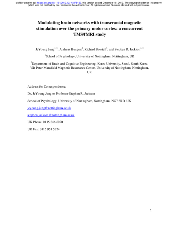 (PDF) Modulating brain networks with transcranial magnetic stimulation ...