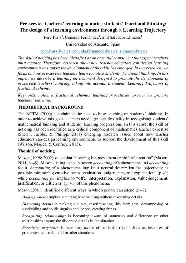 (PDF) Pre-service teachers ’ learning to notice students ’ fractional ...