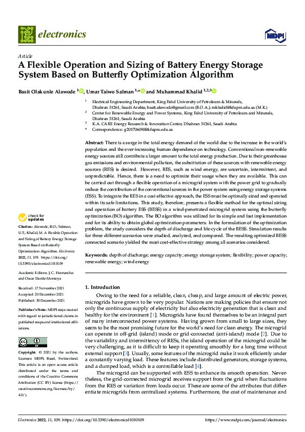 (PDF) A Flexible Operation and Sizing of Battery Energy Storage System ...