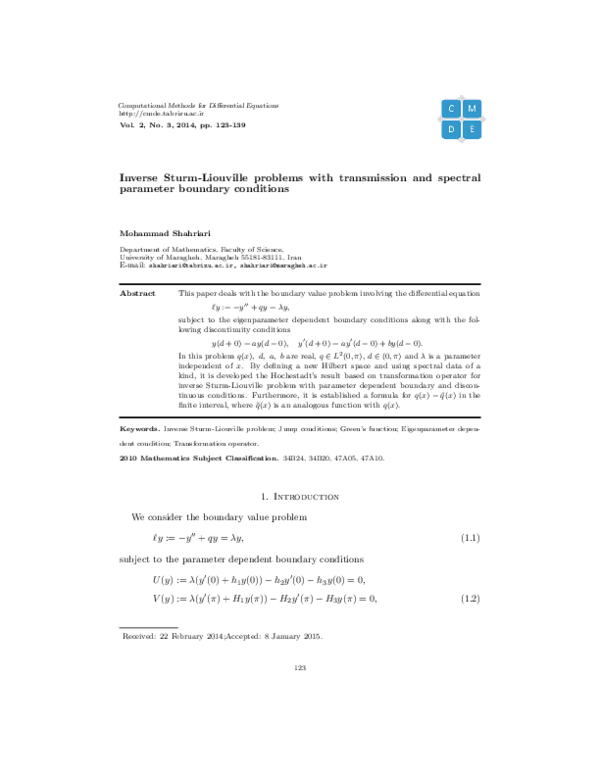 (PDF) Inverse Sturm-Liouville problems with transmission and spectral ...