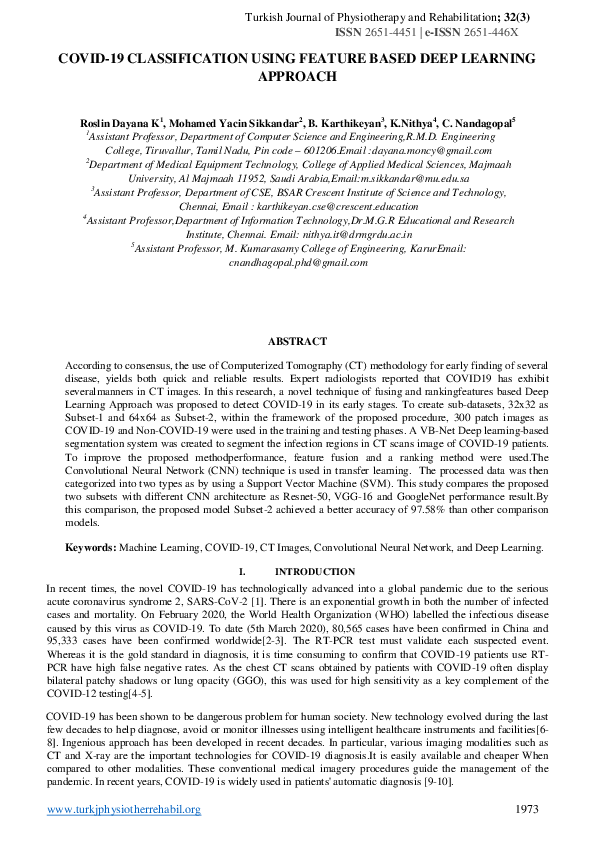 (PDF) COVID-19 classification using feature based deep learning approach
