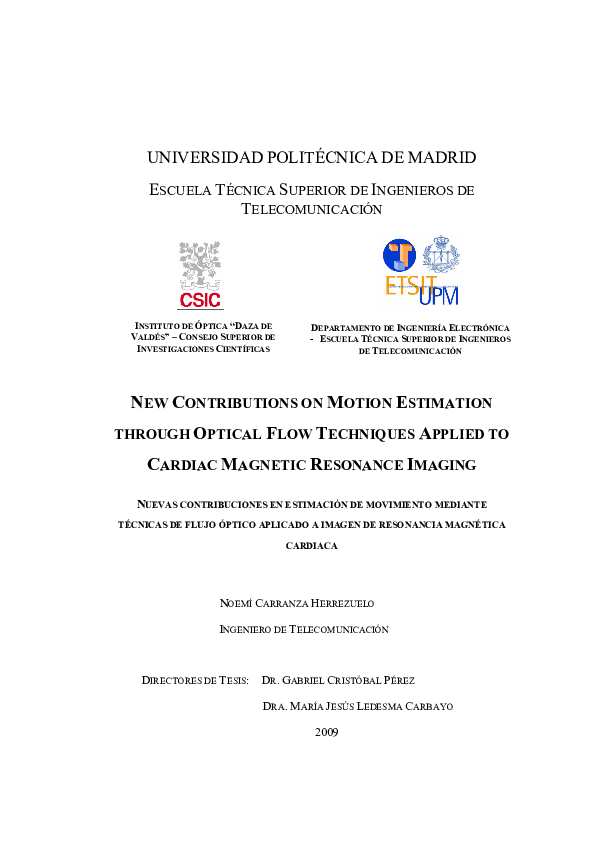 (PDF) NEW CONTRIBUTIONS ON MOTION ESTIMATION THROUGH OPTICAL FLOW ...