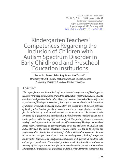 (PDF) Educational Competence in the Inclusion of Children with Autism ...