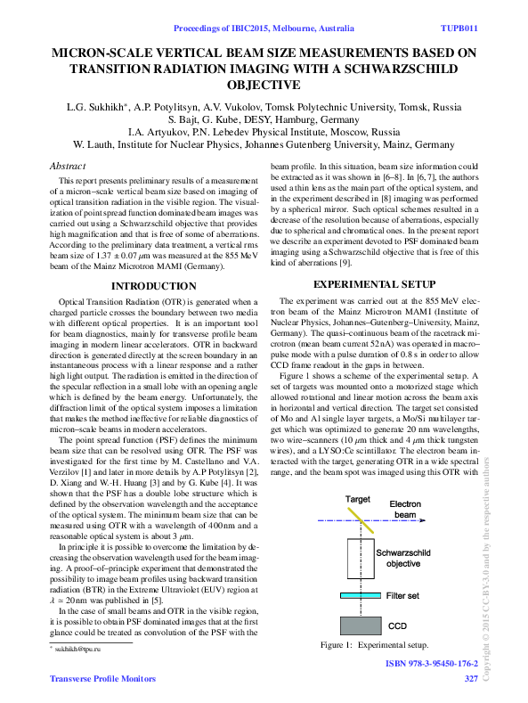 (PDF) Micron-Scale Vertical Beam Size Measurements Based on Transition ...