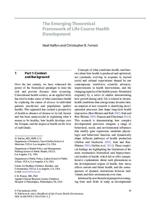 (PDF) The Emerging Theoretical Framework of Life Course Health Development