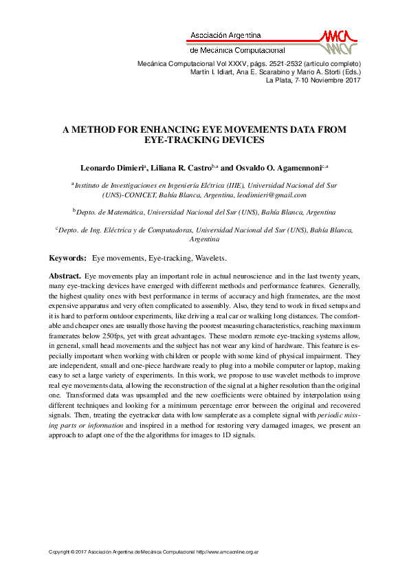 (PDF) A Method for Enhancing Eye Movements Data from Eye-Tracking Devices