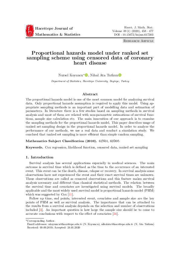 (PDF) Propotional Hazards Model under Ranked Set Sampling Scheme using ...