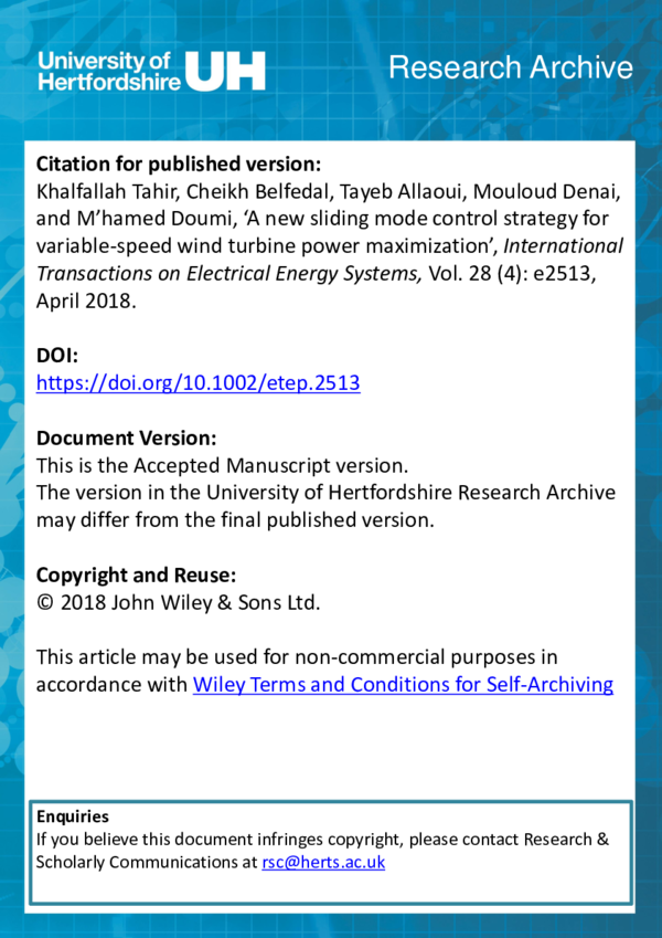 (PDF) A new sliding mode control strategy for variable-speed wind ...