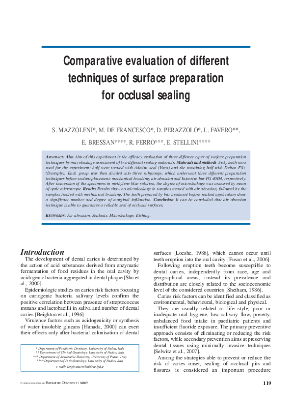(PDF) Comparative evaluation of different techniques of surface ...