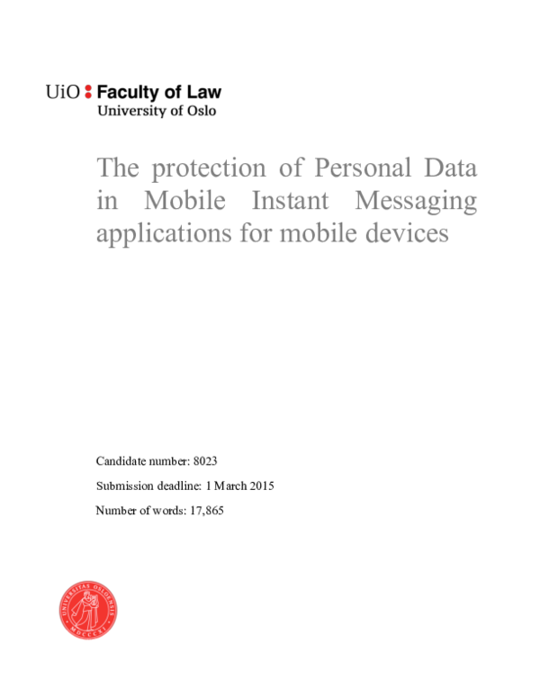 (PDF) The Protection of Personal Data in Mobile Instant Messaging ...