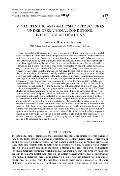 (PDF) Modal Testing and Analysis of Structures Under Operational ...