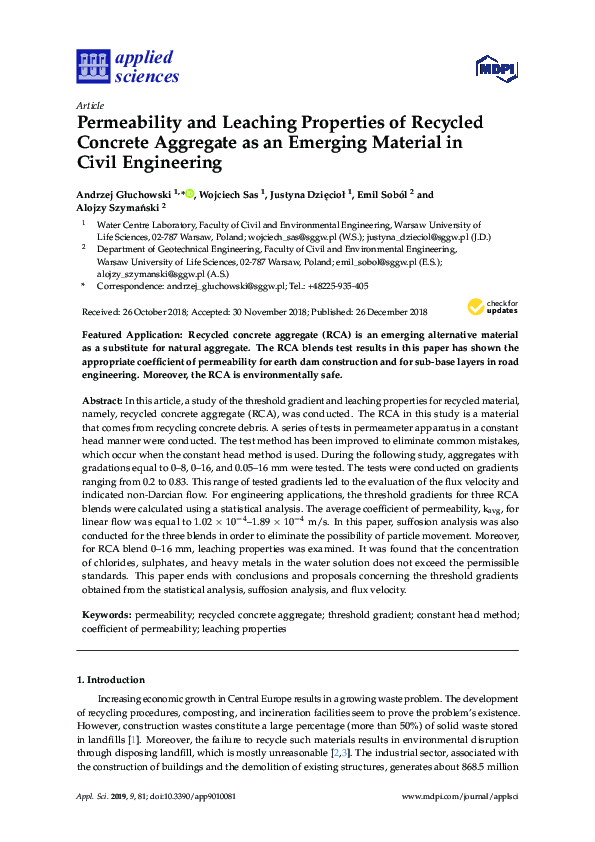 (PDF) Permeability and Leaching Properties of Recycled Concrete ...