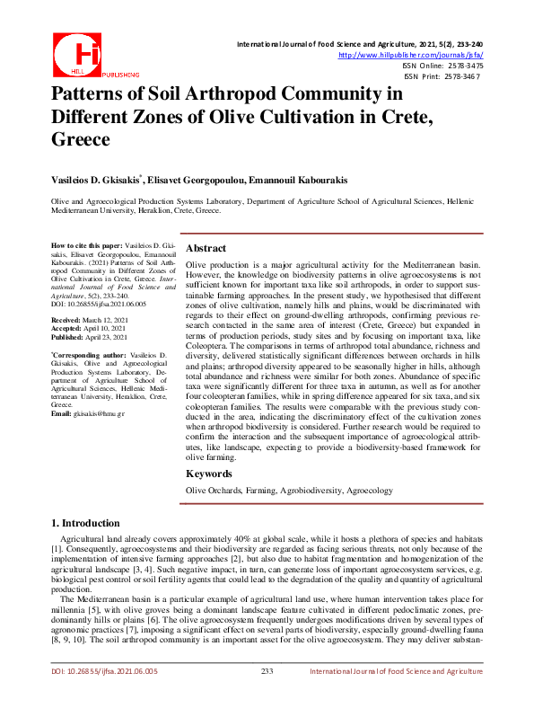 (PDF) Patterns of Soil Arthropod Community in Different Zones of Olive ...