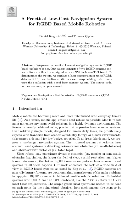 (PDF) A Practical Low-Cost Navigation System for RGBD Based Mobile Robotics
