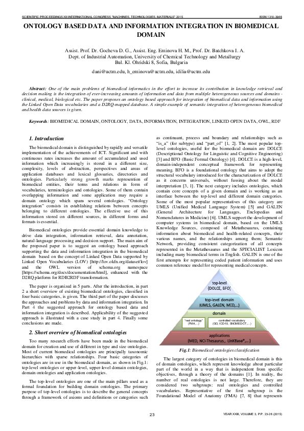 (PDF) Ontology Based Data and Information Integration in Biomedical Domain
