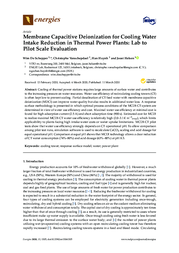 (PDF) Membrane Capacitive Deionization for Cooling Water Intake ...