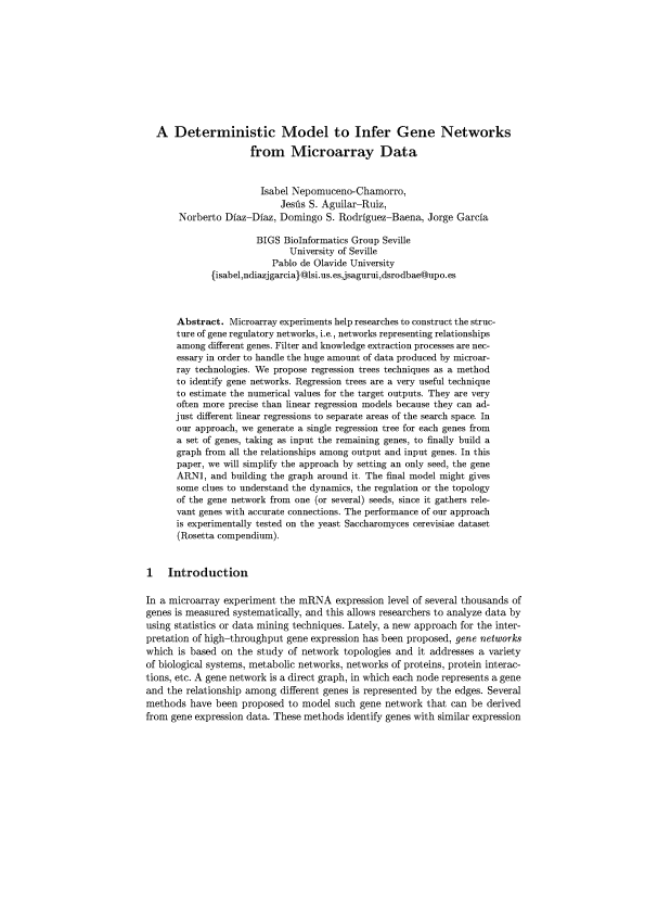 (PDF) A deterministic model to infer gene networks from microarray data
