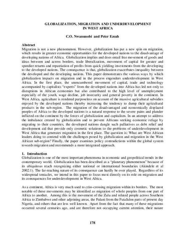 (PDF) Globalization, migration and underdevelopment in West Africa