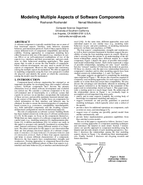 (PDF) Modeling multiple aspects of software components