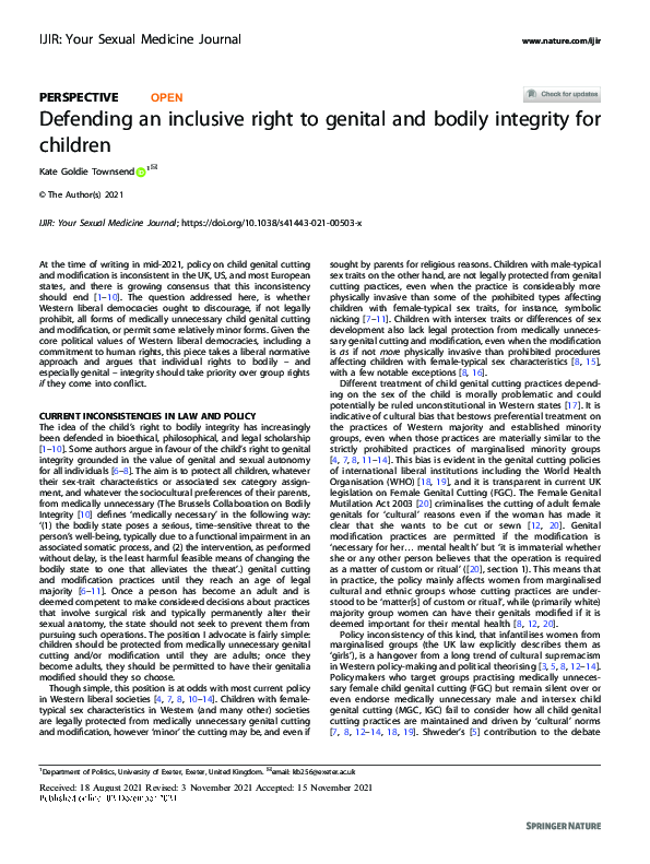 (PDF) Defending an inclusive right to genital and bodily integrity for ...