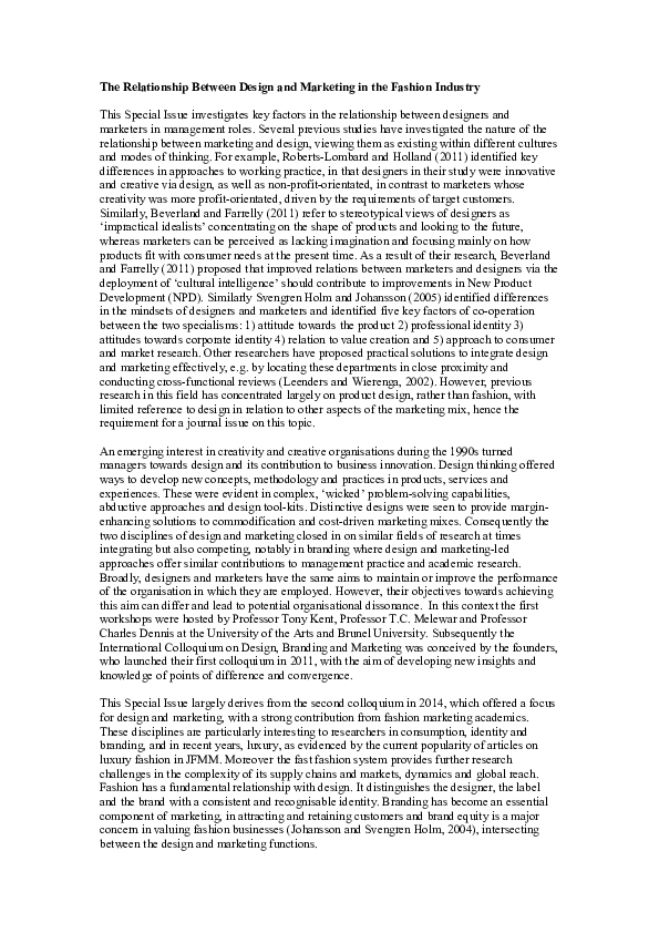  PDF The Relationship Between Design And Marketing In The Fashion 