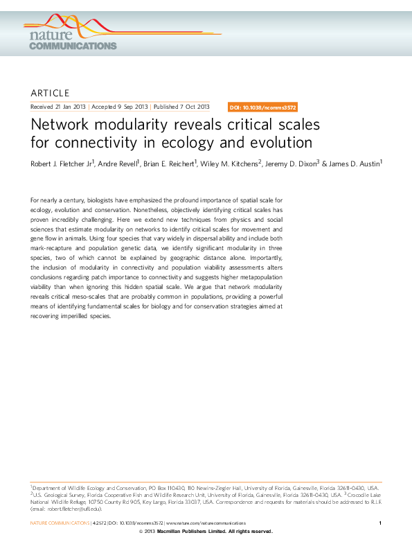 (PDF) ARTICLE Network modularity reveals critical scales for ...
