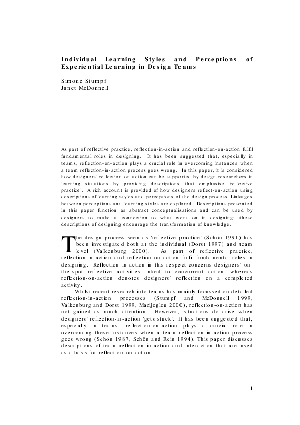 (PDF) Individual Learning Styles and Perceptions of Experiential ...