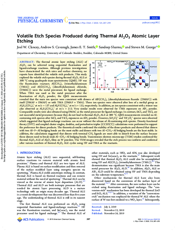 Volatile Etch Species Produced during Thermal Al2O3 Atomic Layer Etching