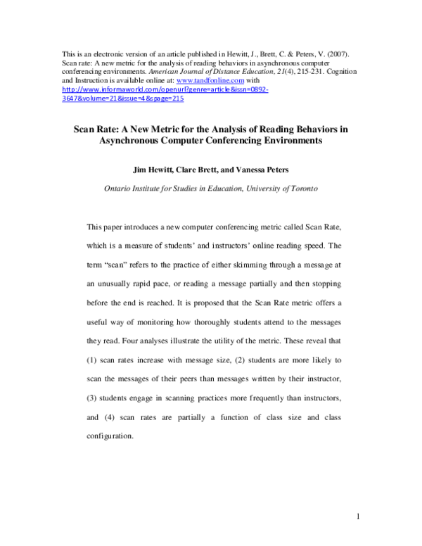 (PDF) Scan Rate: A New Metric for the Analysis of Reading Behaviors In ...