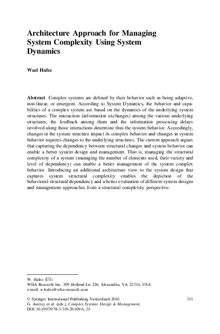 (PDF) Architecture Approach for Managing System Complexity Using System ...