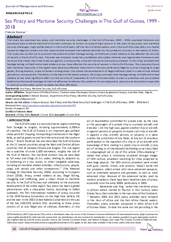 (PDF) Sea piracy and maritime security challenges in the gulf of guinea ...